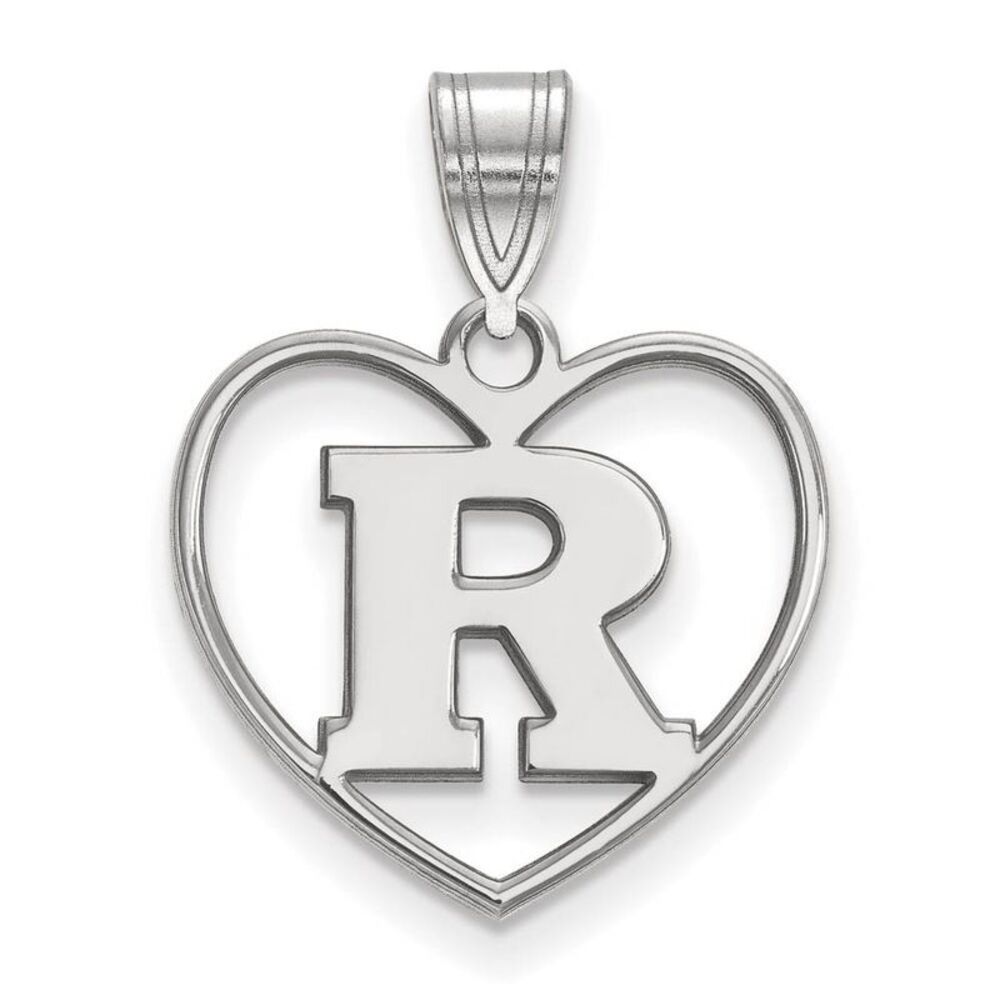 Sterling Silver Rutgers Initial R Heart Pendant